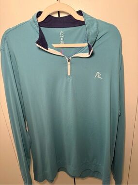 Rhoback Teal Quarter-Zip Pullover with White Trim